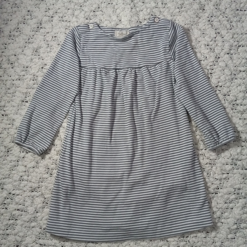 🔥Kids Olive Juice Classic Striped Kids Dress in Gray And White Size M Girl